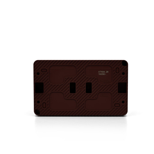 Розетка/ AtlasDesign PROFI IP54 О/У розетка двойная с з/к со шторками 16А, КОРИЧНЕВЫЙ