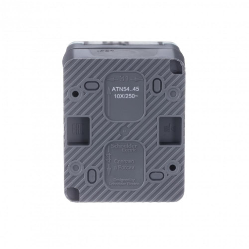 Розетка/ AtlasDesign Profi54 розетка с заземлением со шторками IP54 16А 250B, антрацит, Россия