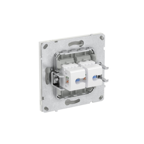 Компьютерная розетка/ Компьютерная розетка RJ-45 без шторки, кат.6А двойная, KANT, белый песок Компьютерная розетка/ Компьютерная розетка RJ-45 без шторки, кат.6А двойная, KANT, белый песок