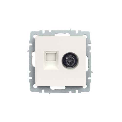 Розетка двойная/ BRITE Розетка двойная TV+RJ-45 кат.5E РТВ/РК12-БрЖ жемчуг
