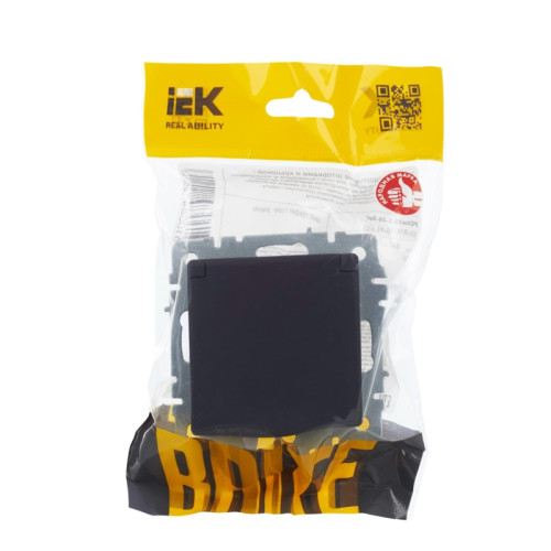 Розетка одинарная заземлением защитными шторками крышкой/ BRITE розетка одинарная с заземлением с защитными шторками и крышкой 16А IP44 РСбш10-3-44-БрГ графит