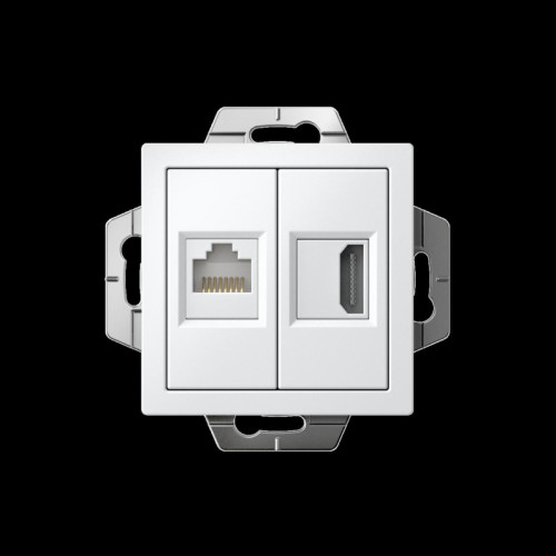 Розетка двойная/ ATLASDESIGN розетка двойная HDMI+RJ45, кат.5Е, механизм, белый