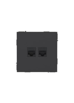 Компьютерная розетка/ Компьютерная розетка RJ-45 без шторки, кат.6А двойная, KANT, черный уголь