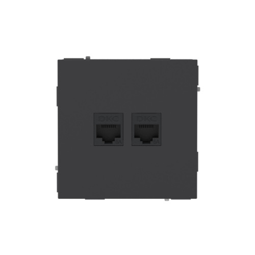 Компьютерная розетка/ Компьютерная розетка RJ-45 без шторки, кат.6А двойная, KANT, черный уголь