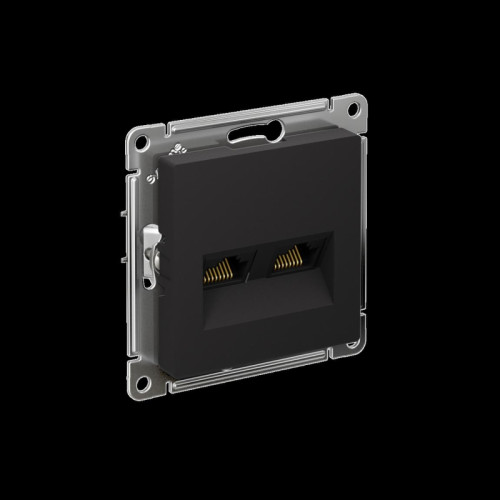 ATLASDESIGN РОЗЕТКА двойная компьютерная RJ45+RJ45, кат.5E, механизм, КАРБОН