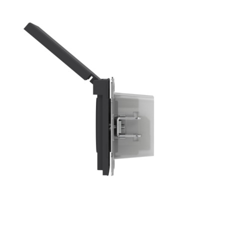 Розетка силовая/ Розетка силовая, 2P+E, с з/ш, с крышкой, IP44, KANT, черный уголь