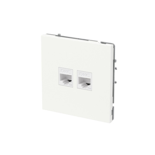 Компьютерная розетка/ Компьютерная розетка RJ-45 без шторки, кат.5е двойная, KANT, белая магнолия