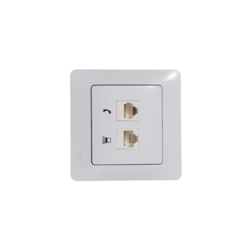 Розетка телефон/ GLOSSA розетка телефон/компьютер RJ11+RJ45 категория 5е в рамку белая