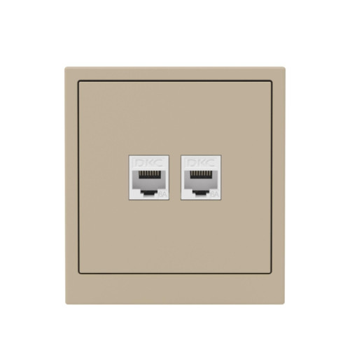 Компьютерная розетка/ Компьютерная розетка RJ-45 без шторки, кат.6А двойная, KANT, ванильный марципан