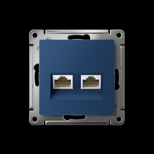 Розетка двойная компьютерная/ ATLASDESIGN розетка двойная компьютерная RJ45+RJ45, кат.5E, механизм, аквамарин