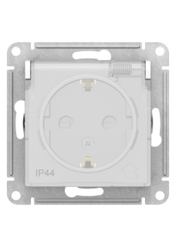 Розетка/ Розетка ATLASDESIGN AQUA с заземлением со шторками с крышкой 16А IP44 механизм белый