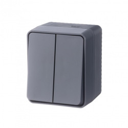 Выключатель/ AtlasDesign Profi54 выключатель двухклавишный IP54 10 АХ, антрацит, Россия