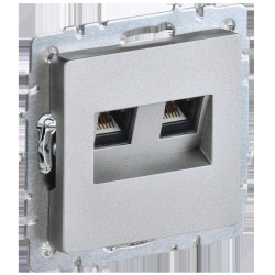 Розетка компьютерная двойная/ BRITE Розетка компьютерная двойная RJ-45 кат.5E РК10-2-БрА алюминий