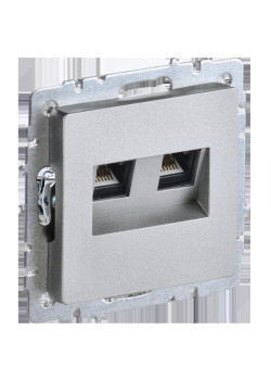 Розетка компьютерная двойная/ BRITE Розетка компьютерная двойная RJ-45 кат.5E РК10-2-БрА алюминий