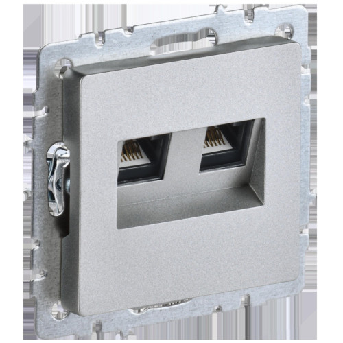 Розетка компьютерная двойная/ BRITE Розетка компьютерная двойная RJ-45 кат.5E РК10-2-БрА алюминий