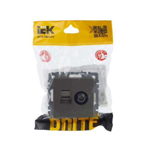 Розетка двойная/ BRITE Розетка двойная TV+RJ-45 кат.5E РТВ/РК12-БрШ шампань