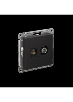 Розетка ATLASDESIGN двойная компьютерная+ТВ RJ45+TV категория 5E механизм карбон