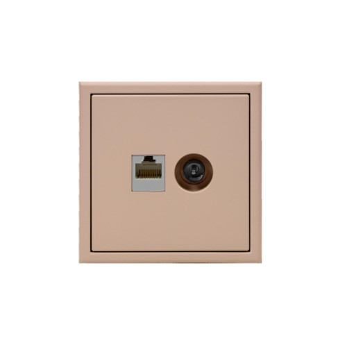 Розетка двойная/ ARTGALLERY розетка двойная ТВ + компьютерная RJ45, кат. 5Е, песочный