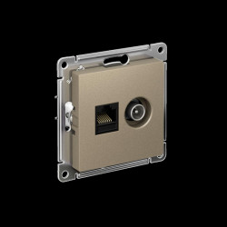 Розетка/ Розетка ATLASDESIGN двойная компьютерная+ТВ RJ45+TV категория 5E механизм шампань