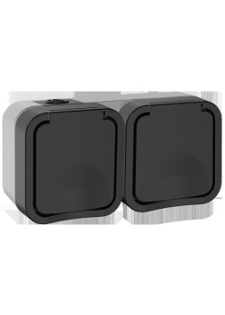 Розетка/ Розетка 2-местная горизонтальная TORS 16А IP55 графит