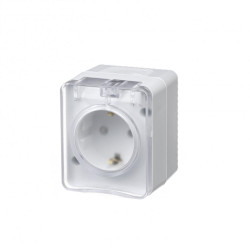 Розетка/ AtlasDesign Profi54 розетка с заземлением со шторками IP54 16А 250B, белый, Россия