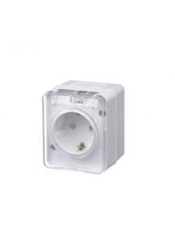 Розетка/ AtlasDesign Profi54 розетка с заземлением со шторками IP54 16А 250B, белый, Россия