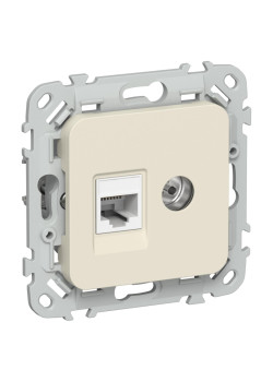 Розетка/ FLITE розетка 2-местная RJ45/TV категория 5Е UTP РКТВ5е-2-0-ФлСл сливочный IEK