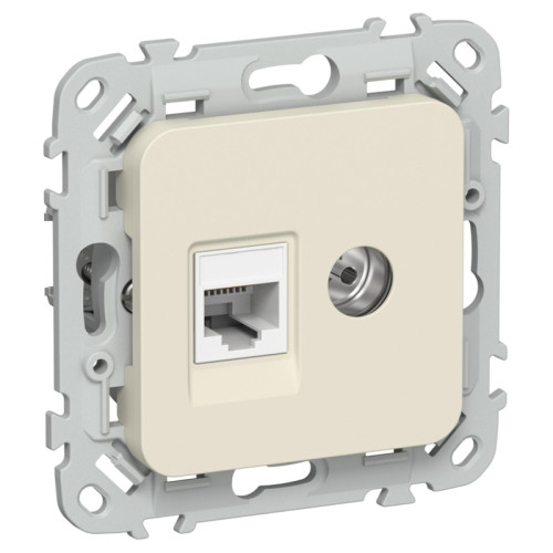 Розетка/ FLITE розетка 2-местная RJ45/TV категория 5Е UTP РКТВ5е-2-0-ФлСл сливочный IEK