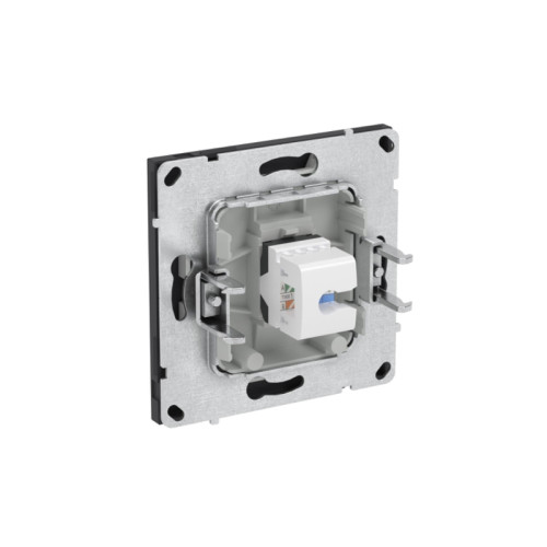 Компьютерная розетка/ Компьютерная розетка RJ-45 без шторки, кат.6А одинарная,KANT, черный уголь