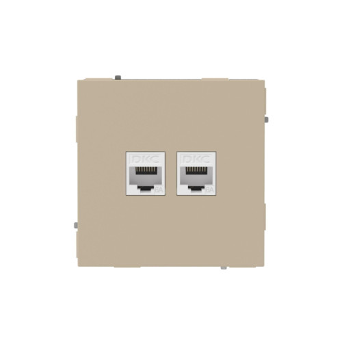Компьютерная розетка/ Компьютерная розетка RJ-45 без шторки, кат.6А двойная, KANT, ванильный марципан