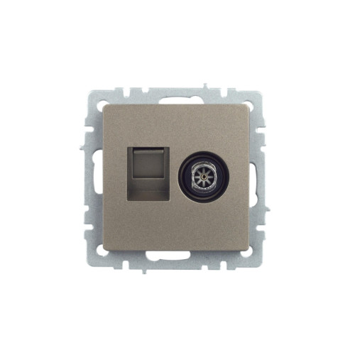 Розетка двойная/ BRITE Розетка двойная TV+RJ-45 кат.5E РТВ/РК12-БрШ шампань