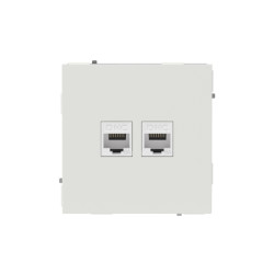 Компьютерная розетка/ Компьютерная розетка RJ-45 без шторки, кат.6А двойная, KANT, белый песок