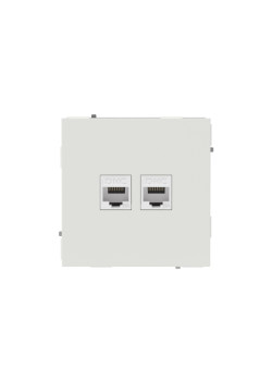 Компьютерная розетка/ Компьютерная розетка RJ-45 без шторки, кат.6А двойная, KANT, белый песок