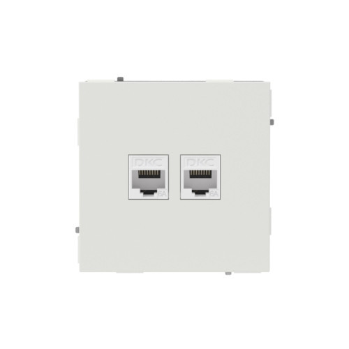 Компьютерная розетка/ Компьютерная розетка RJ-45 без шторки, кат.6А двойная, KANT, белый песок
