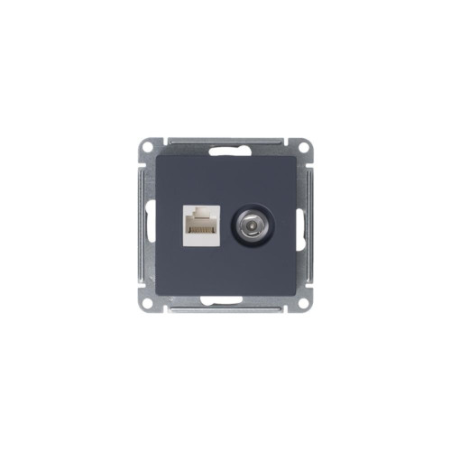 ATLASDESIGN РОЗЕТКА двойная ТВ + компьютерная RJ45, кат. 5Е, ГРИФЕЛЬ