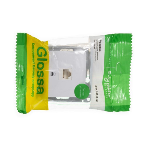 Розетка компьютерная/ GLOSSA розетка компьютерная RJ45 категория 5е в рамку белая Розетка компьютерная/ GLOSSA розетка компьютерная RJ45 категория 5е в рамку белая