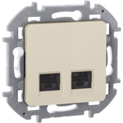 Розетка компьютерная двойная/ Розетка компьютерная двойная RJ-45 категория 6 UTP слоновая кость INSPIRIA