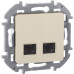 Розетка компьютерная двойная/ Розетка компьютерная двойная RJ-45 категория 6 UTP слоновая кость INSPIRIA