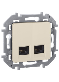 Розетка компьютерная двойная/ Розетка компьютерная двойная RJ-45 категория 5Е UTP слоновая кость INSPIRIA