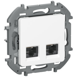 Розетка компьютерная двойная/ IEKINSPIRIA Розетка компьютерная двойная RJ45 категория 6 UTP 6738401 белый