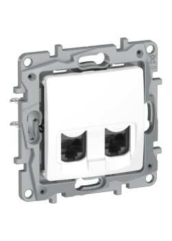 Розетка компьютерная двойная/ IEKETIKA Розетка компьютерная двойная RJ45 категория 5Е UTP 6722551 белый