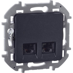 Розетка компьютерная двойная/ Розетка компьютерная двойная RJ-45 категория 6 UTP антрацит INSPIRIA