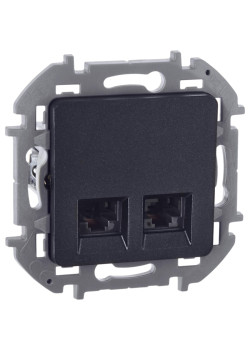 Розетка компьютерная двойная/ Розетка компьютерная двойная RJ-45 категория 6 UTP антрацит INSPIRIA