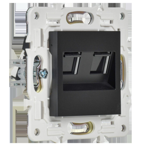 Розетка компьютерная двойная/ SKANDY Розетка компьютерная двойная RJ-45 кат.5E SK-K03Bl черный