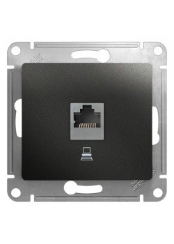 Розетка компьютерная/ GLOSSA розетка компьютерная RJ45 категория 5E антрацит в рамку