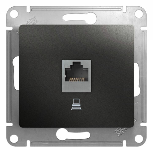 Розетка компьютерная/ GLOSSA розетка компьютерная RJ45 категория 5E антрацит в рамку