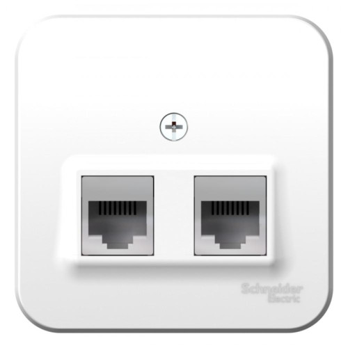 Розетка/ Розетка BLANCA наружная двойная компьютерная RJ45+телефонная RJ11, кат.5e, с изолирующей пластиной, белый