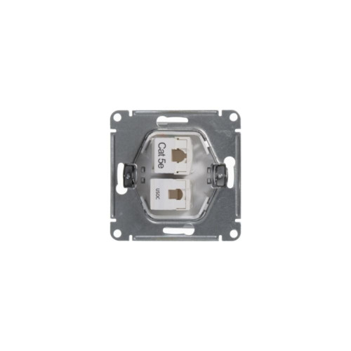 Розетка телефон/ GLOSSA розетка телефон/компьютер RJ11+RJ45 категория 5е в рамку белая