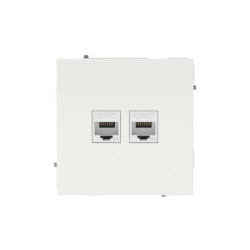 Компьютерная розетка/ Компьютерная розетка RJ-45 без шторки, кат.5е двойная, KANT, белая магнолия