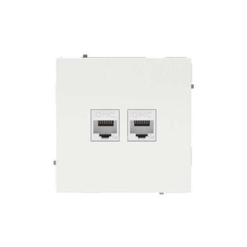 Компьютерная розетка/ Компьютерная розетка RJ-45 без шторки, кат.5е двойная, KANT, белая магнолия